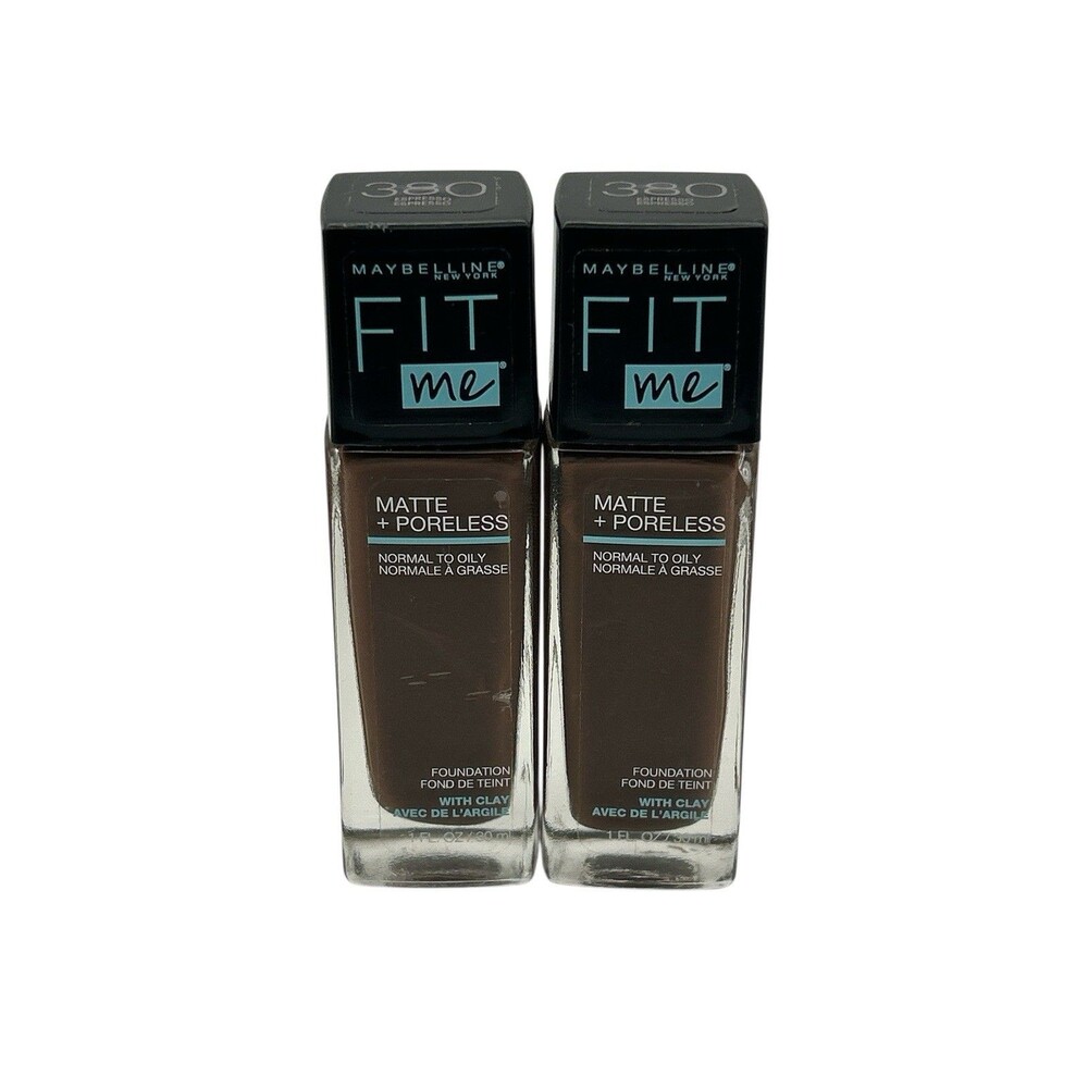 Lot of 2 Maybelline Fit Me Matte Poreless Foundation 380 Espresso 1 fl oz each